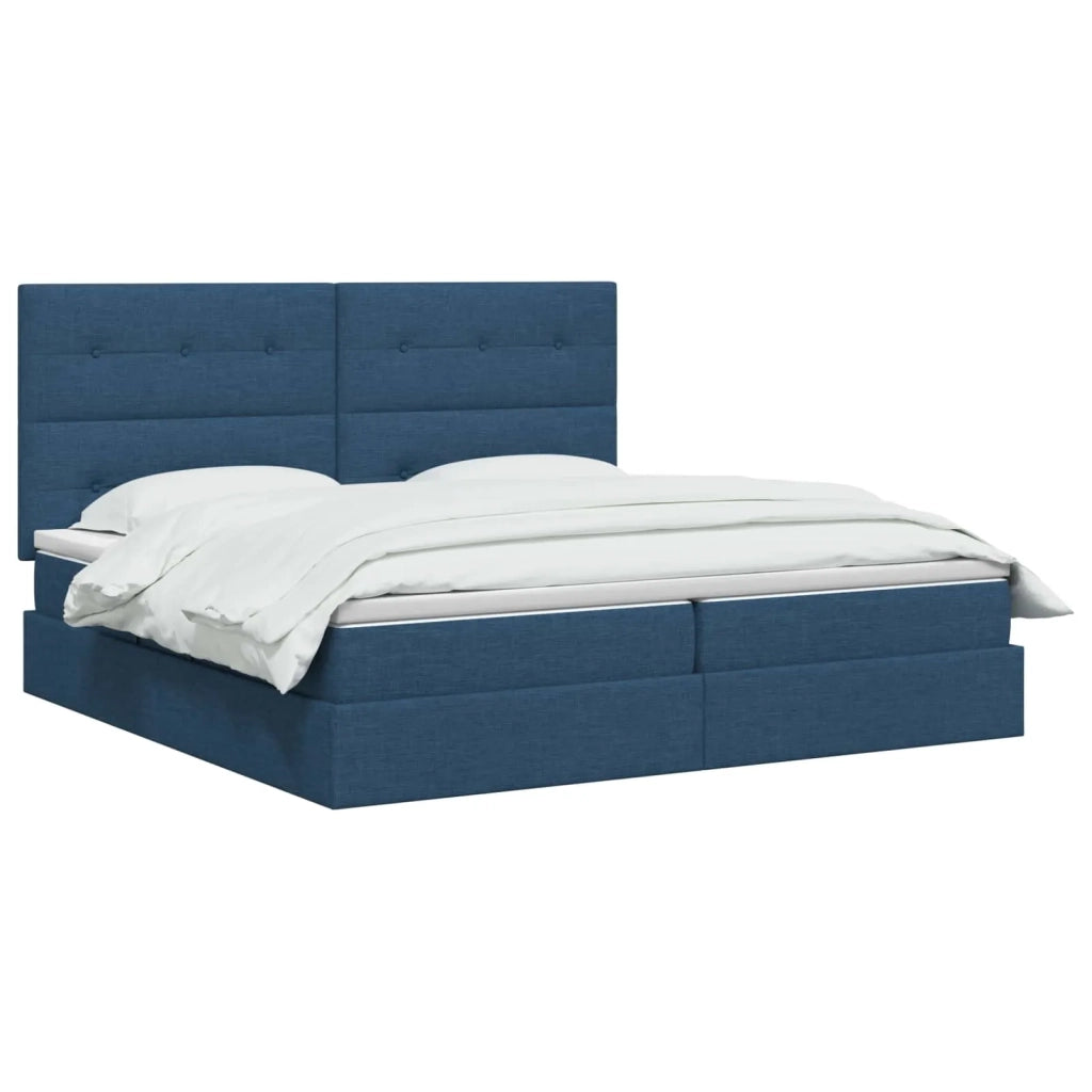 Letto con contenitore e materasso Blu 200 x 200 cm Tessuto 3459530