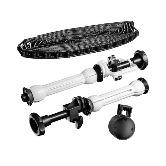 Expan con catena e peso per srotolamento fondali fotografici - 320 x 130 x 85 mm - per anime di cartone da 45-78 mm - carico massimo 6 kg - accessori per studio fotografico