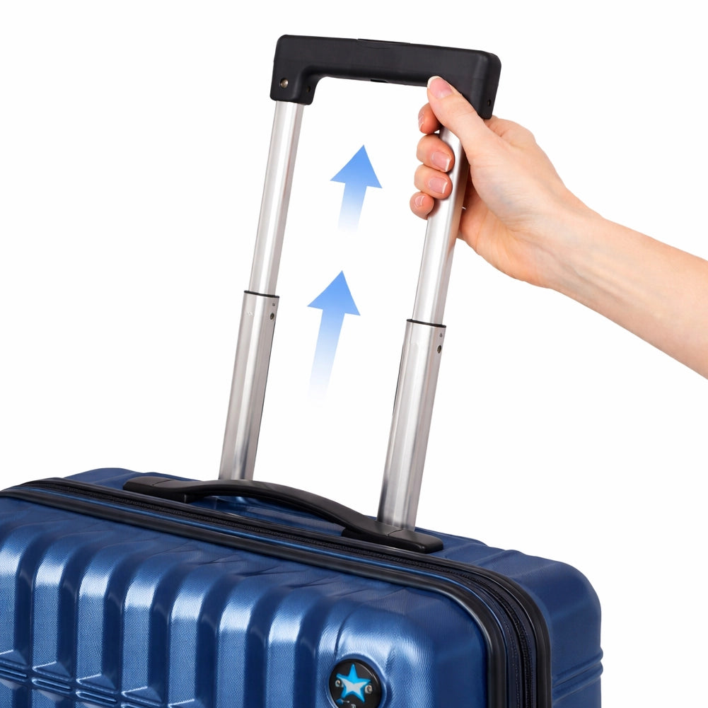 Set 4 Valigie con Scocca Rigida e Resistente Trolley Viaggio Blu Ruote Easy Roll