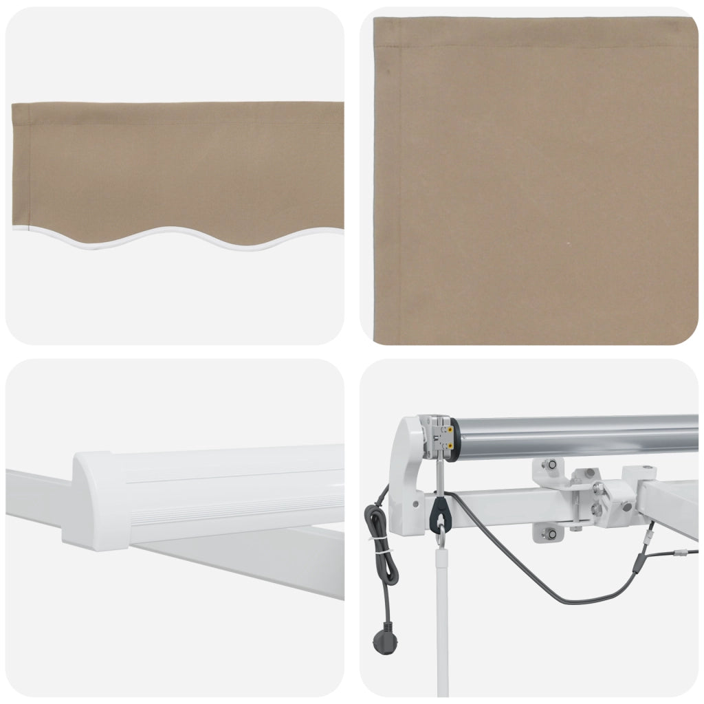 Tenda Retrattile Automatica con LED Beige 400x350 cm