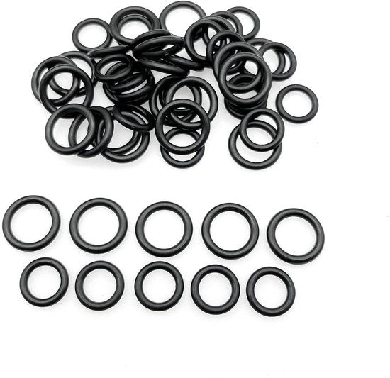 Set di Afdichtaggi in Gomma - Connettori O-Ring - Prevenzione delle Fughe - Resistenti al Calore e all'Olio - 25x 1/4" 25x 3/8" - Nero
