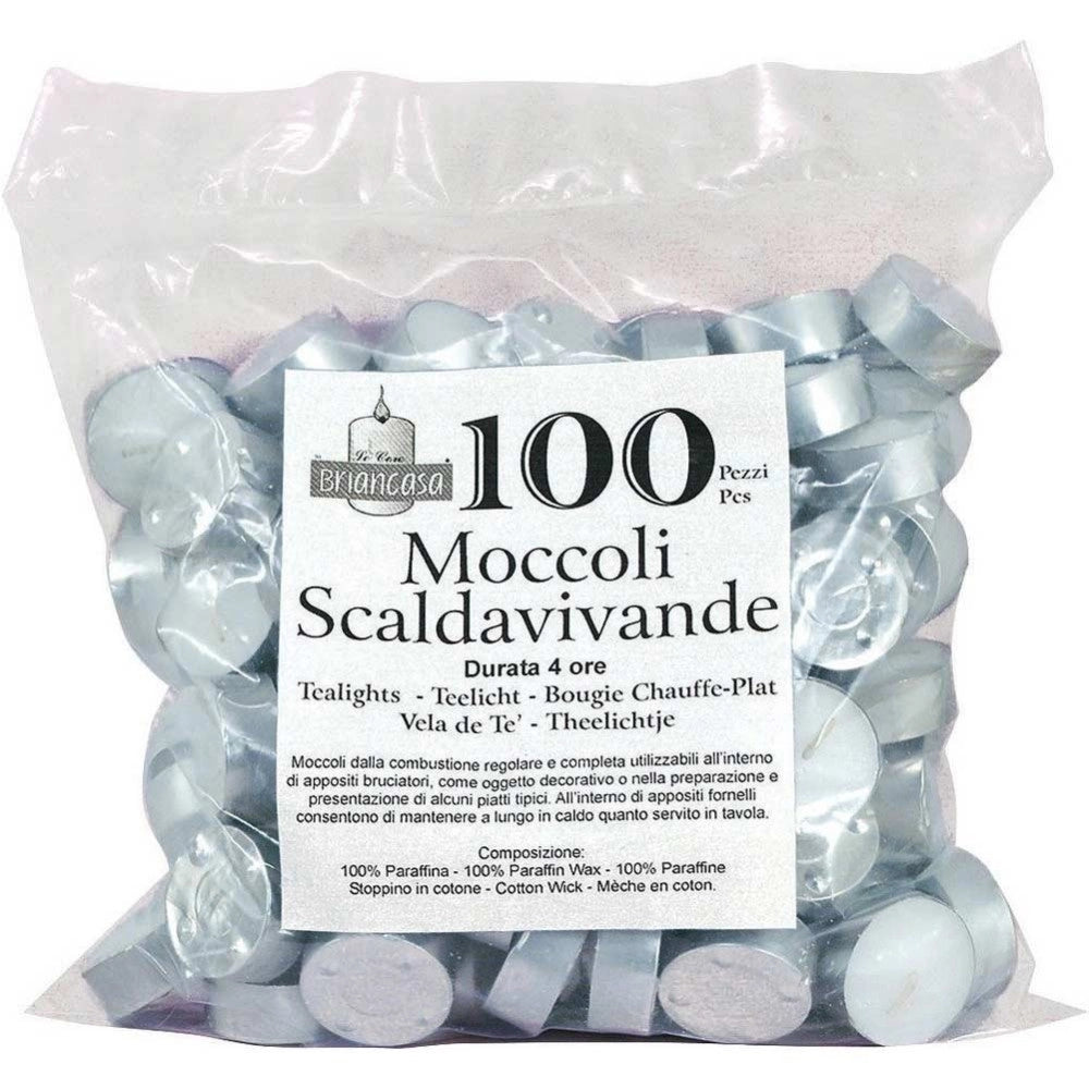 Trade Shop - Candele Tea Light Moccoli Scaldavivande Tealights In Paraffina Naturale 100pz -