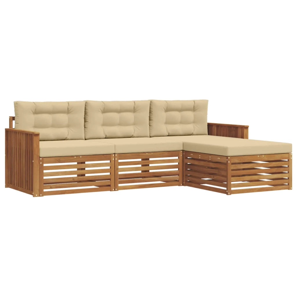 Set di divani da esterno 4 pz Naturale e Beige 3373258