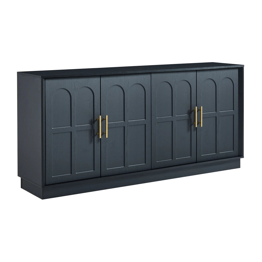 Credenza con ripiani regolabili; per soggiorno e cucina; in MDF; 169×40×80 cm; nero