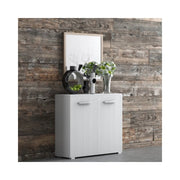 Mobile multiuso 90x45x80 ingresso e ufficio Mini Viareggio colore bianco frassinato