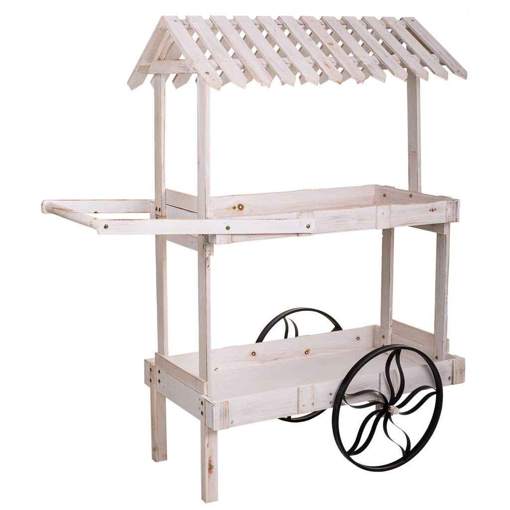 Carrello espositivo in legno bianco 119x68x138h