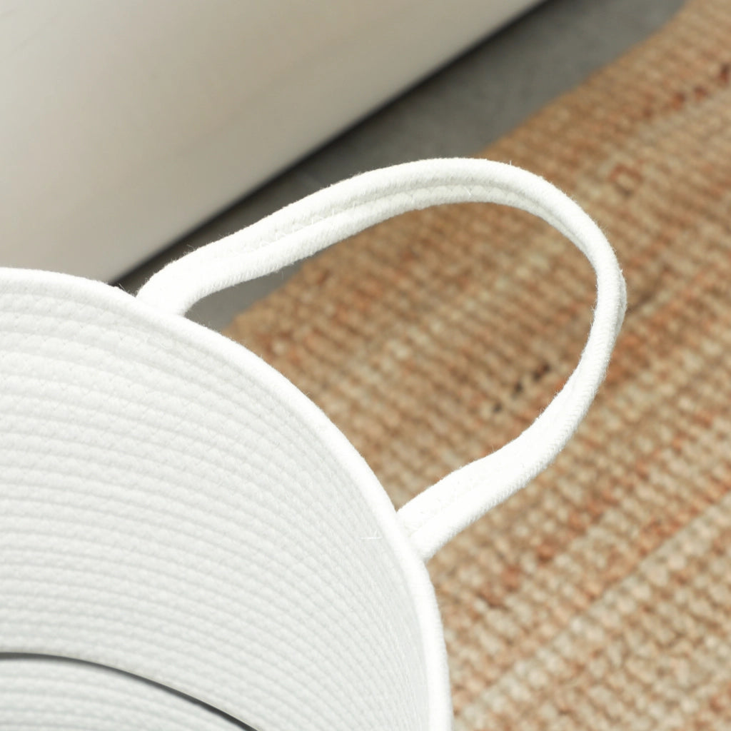 Cesto Portabiancheria Pieghevole ¨C Zephmum ¨C Cotone Naturale ?38x45 cm Bianco Crema
