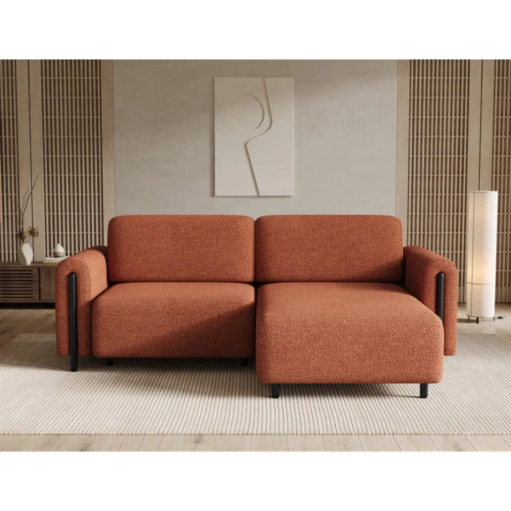 Divano angolare convertibile ARVESSA terracotta bouclette – Angolo destro