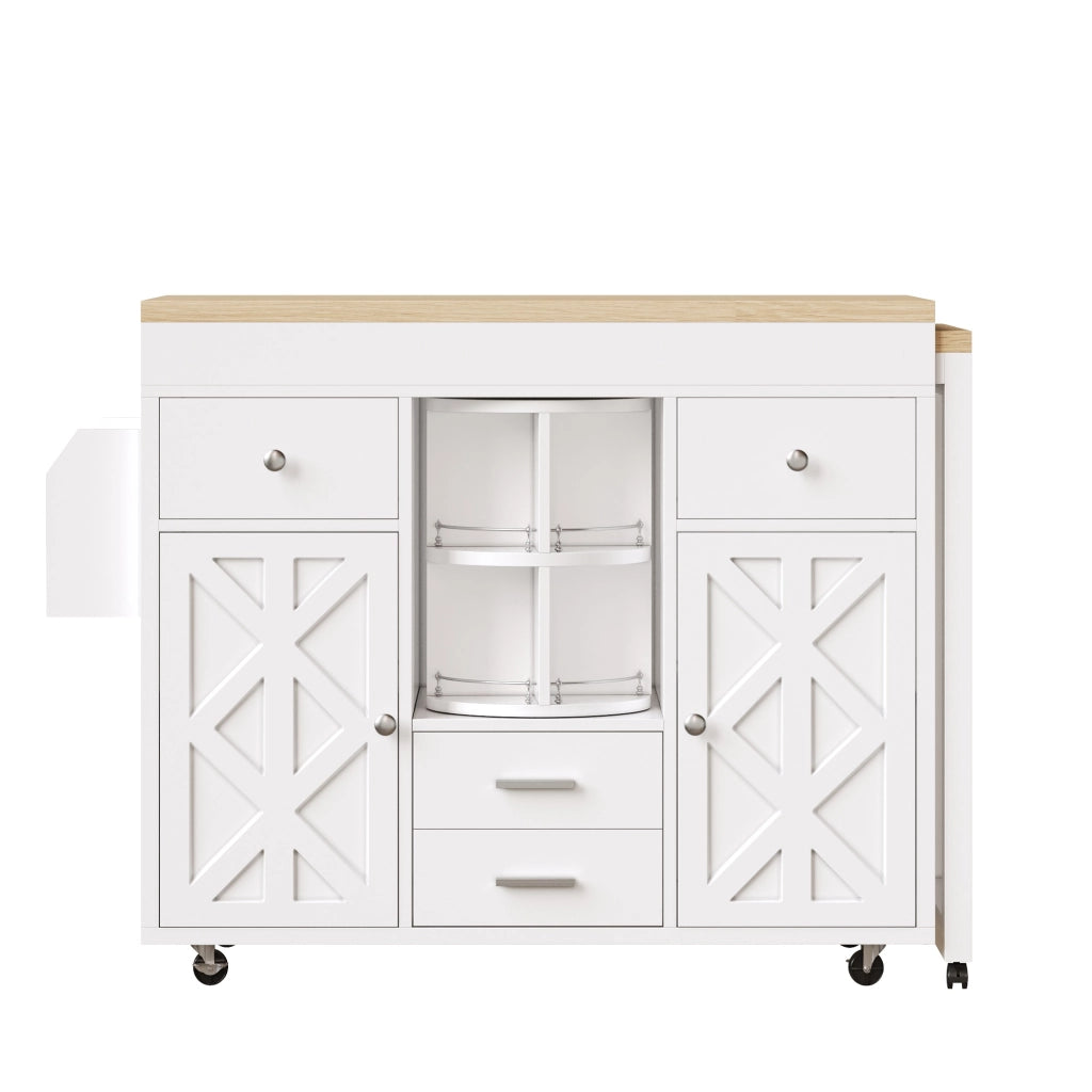 Tavolino da Bar Allungabile con Ruote ¨C MINIMAL ¨C Legno, Ripiano Regolabile, Organizer 360¡ã