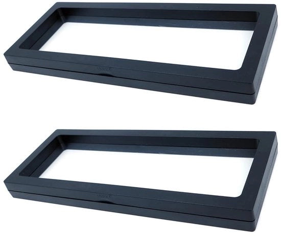 Vetrina a effetto 3D - Scatola da esposizione galleggiante - Supporto per gioielli - Vetrina - 2 pezzi - 230 x 90 mm - Nero