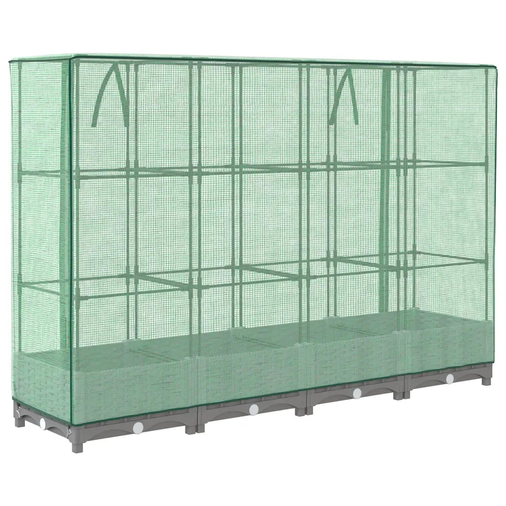 Fioriere | Cassetta per fiori | Letto Rialzato con Copertura Serra Effetto Rattan 160x40x123 cm
