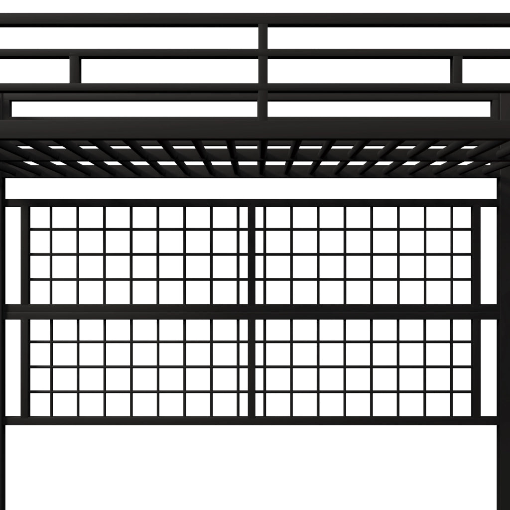 LETTO ALTO 90 x 200 cm con armadio, scala contenitore, LED, nero