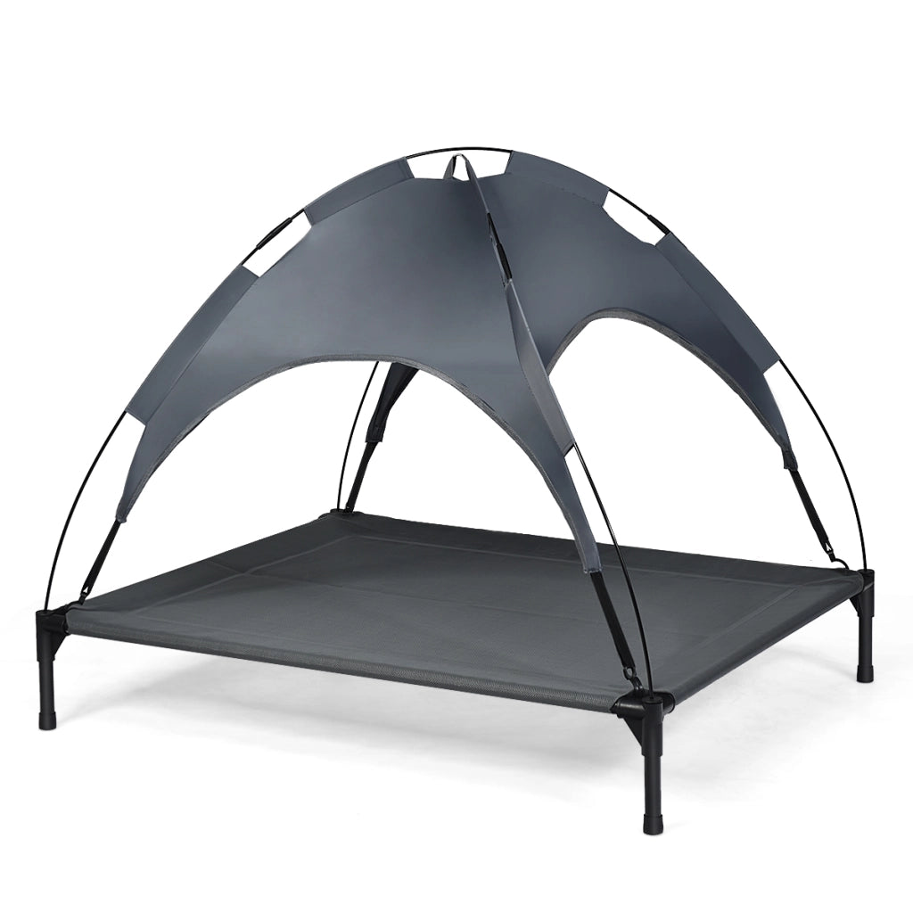 Lettino per cani con tettoia smontabile, Brandina impermeabile e resistente al sole 89x87x105cm-Casette e lettini