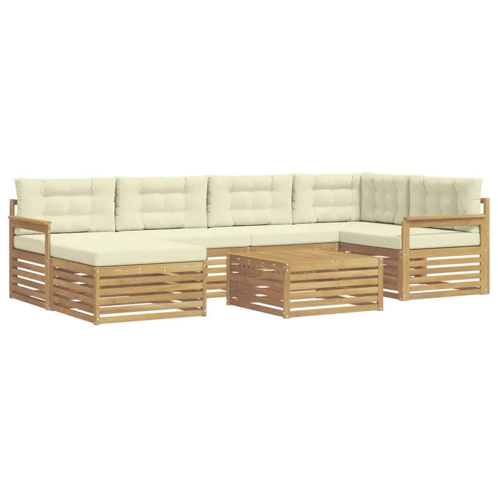 Set di divani da esterno con cuscino 7 pcs Bianco e Crema 3390790