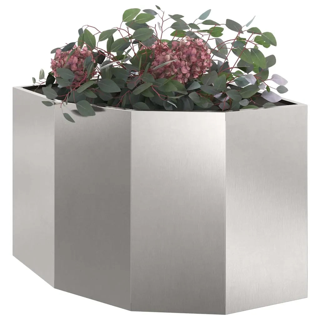 Vaso d'angolo-Fioriera-Contenitore per Piante Argento 60 x 60 x 50 cm Acciaio inossidabile