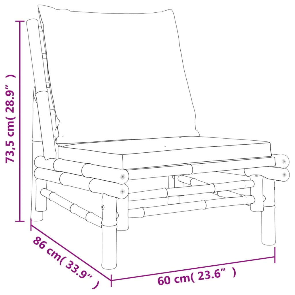 Set di mobili da giardino mobili da esterno set da 5 pezzi con cuscini bambù bianco crema 02_0016303