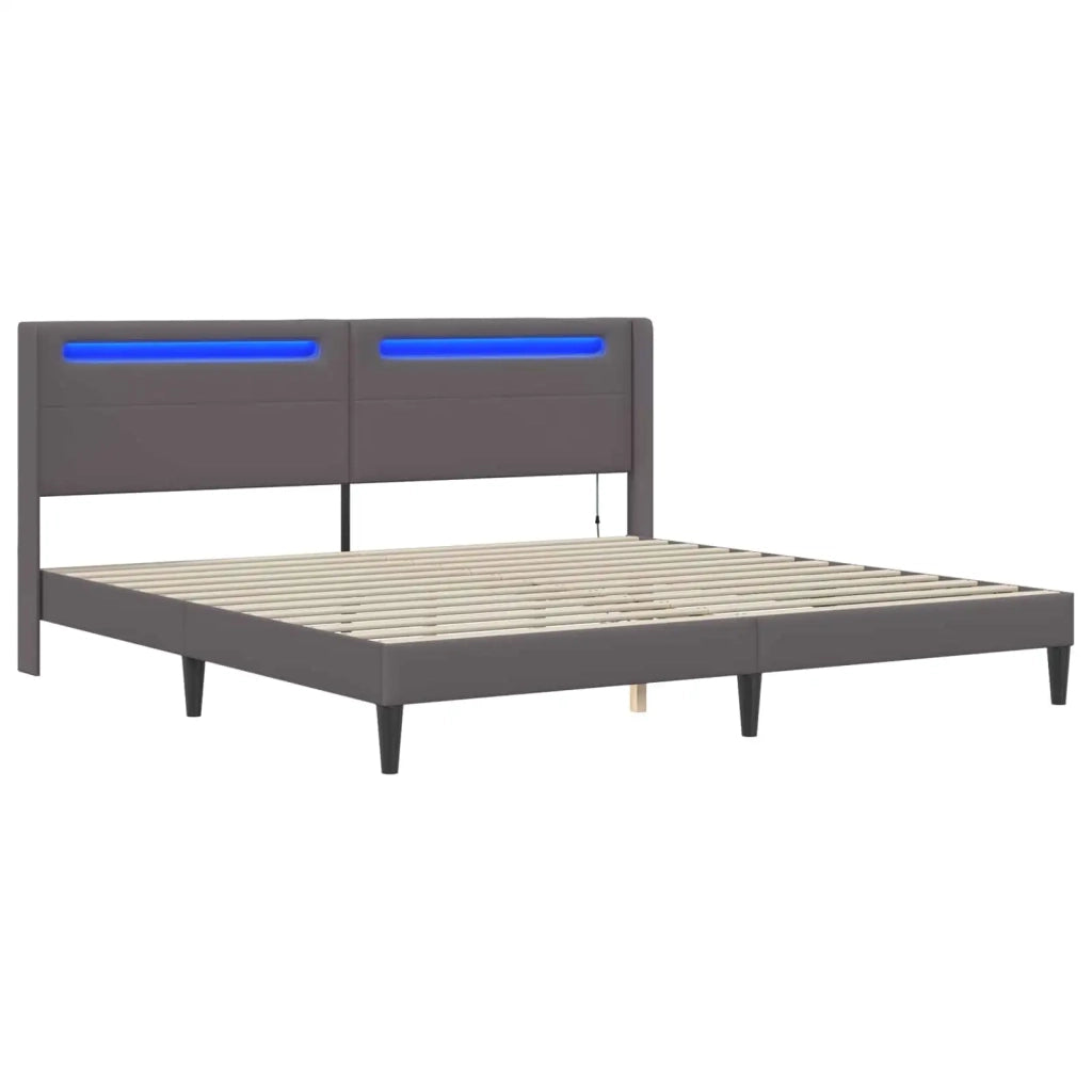 Struttura del letto con testiera Grigio 180 x 200 cm Similpelle
