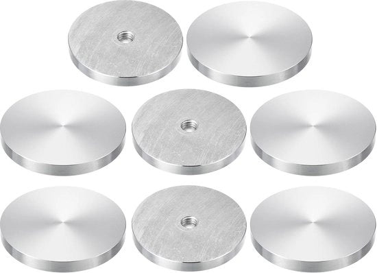 Adattatore per tavolo vetrato - Disco di alluminio 60 mm di diametro, 8 pezzi - Rond, M10 filo - Adattatore per tavolo vetrato con disco di alluminio Ø60 mm, 8 pezzi, M10