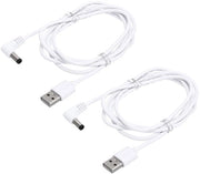 Cavo di alimentazione USB a DC 55 x 21 mm - 2 pezzi - Bianco - Adatto per ventilatori di illuminazione e altoparlanti