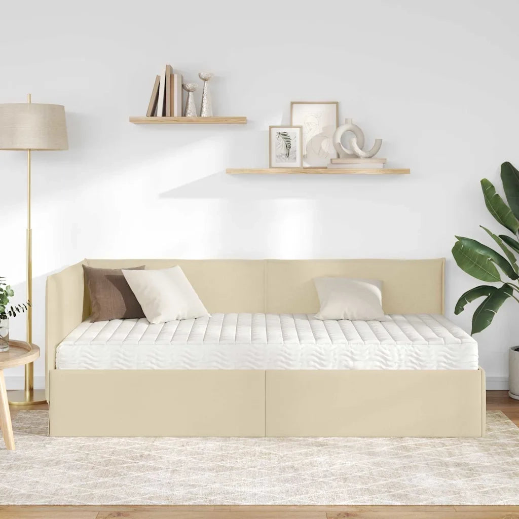 Struttura Letto Angolare con Materasso 2 pz-Giroletto con materasso Crema Velluto 873111