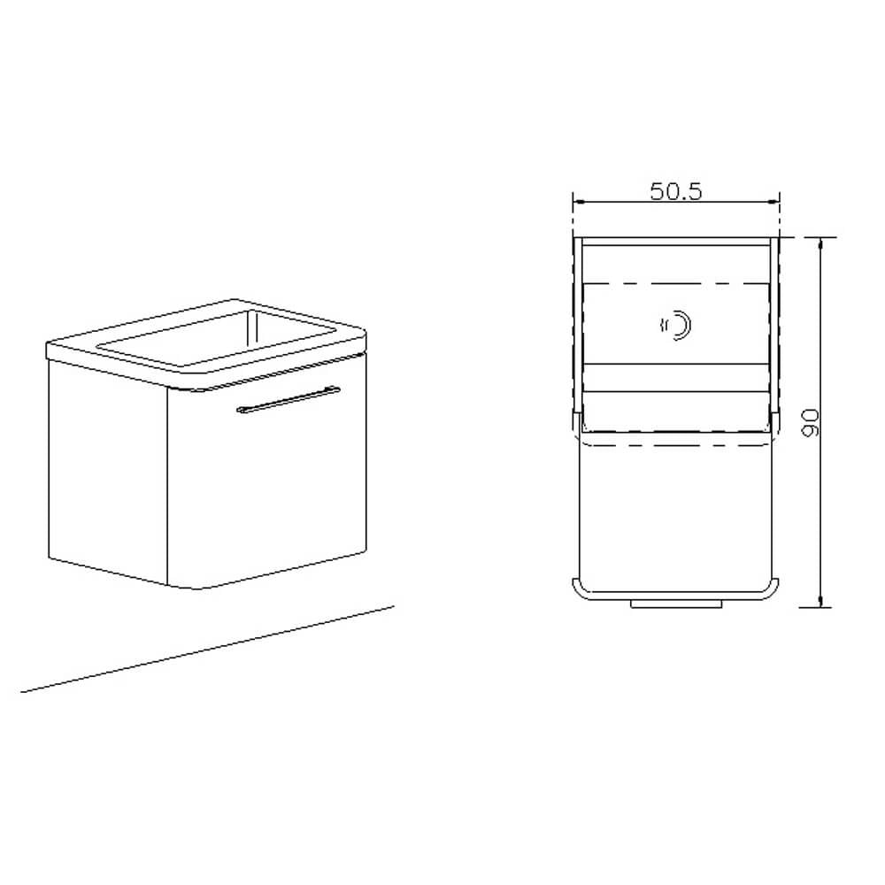 Mobile Lavatoio 50,5x50,5x87 cm 2 Cassetti Montegrappa Novella Dipiù Antracite