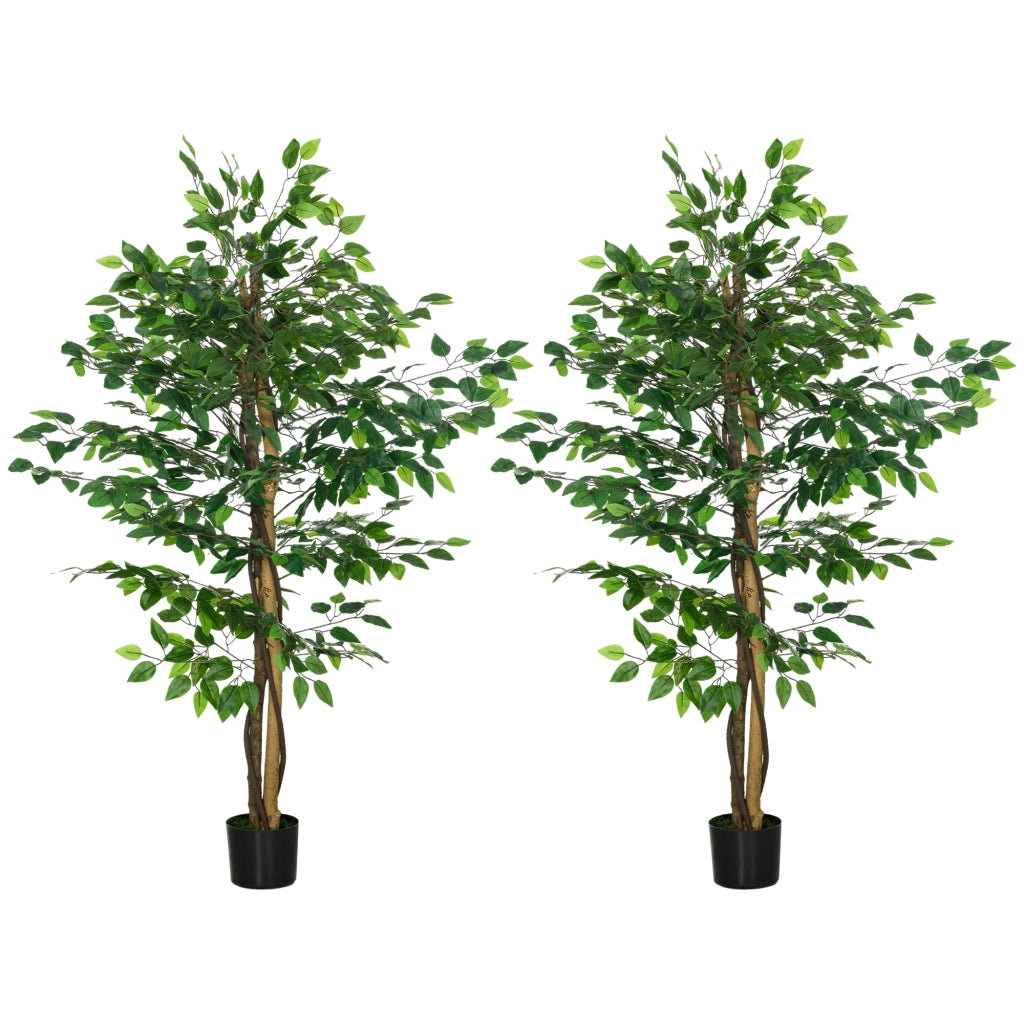 Pianta Finta Ficus 150 cm con Vaso ¨C Zephmum ¨C Verde Realistico Tronco Liane