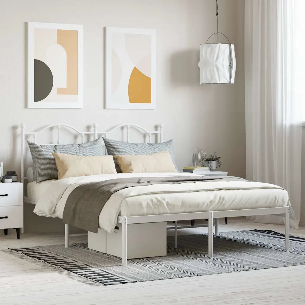 Giroletto con Testiera-Struttura Letto con testiera Metallo Bianco 140x200 cm 820704
