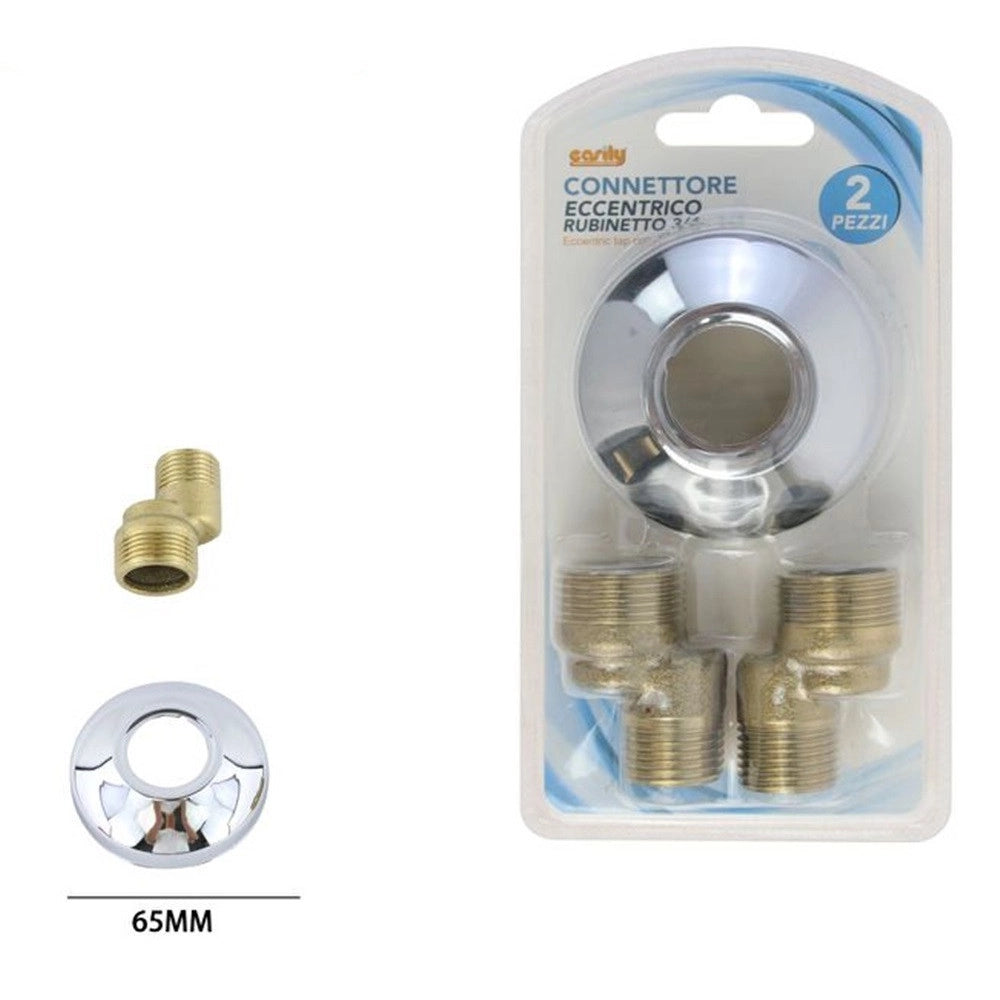 Trade Shop - Kit 2pz Connettore Eccentrico Per Rubinetto 3/4 Raccordo Rosetta 65mm Accessorio 52363 -