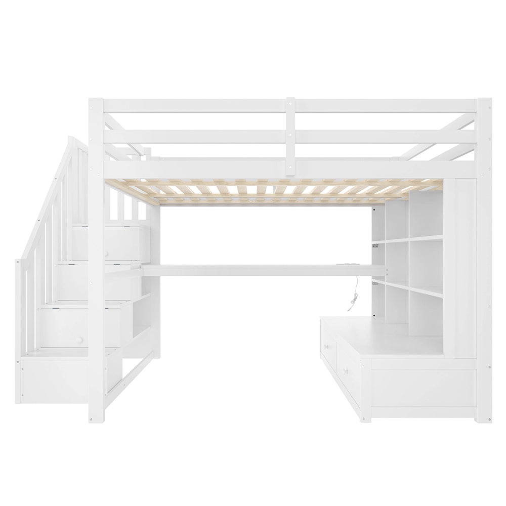 Letto a soppalco - Xylo - 140x200 cm scrivania bianco