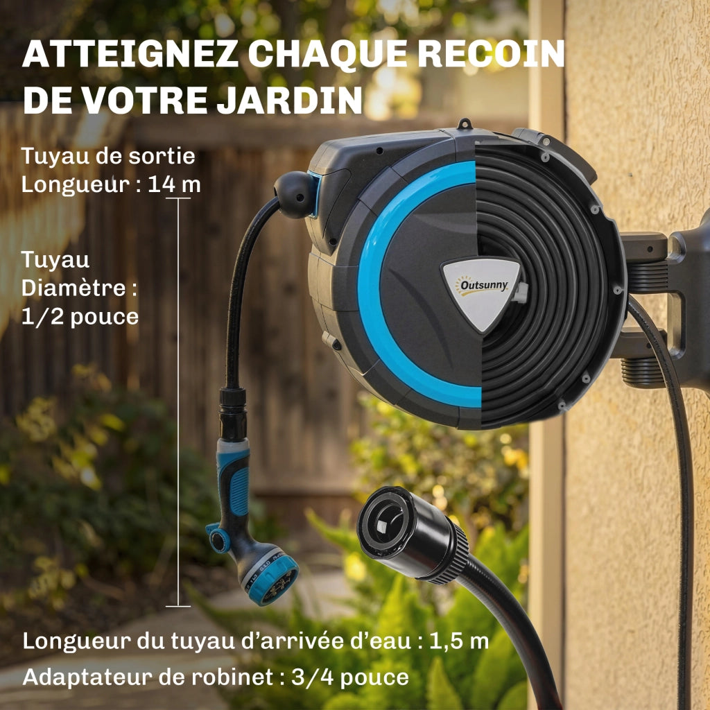 Irrigatore Muro con Tubo 14+1,5 m ¨C zephmum ¨C Blu, 49x15x37cm