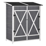 Casetta da giardino ¨C Xylo ¨C 2 porte legno grigio e bianco 139x75x160 cm
