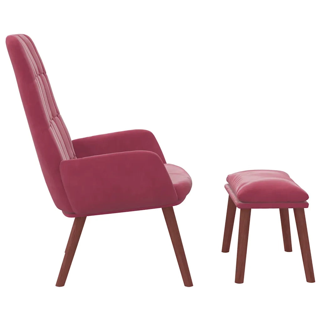 Poltrona Relax con Poggiapiedi Rosso Vino in Velluto 3315143