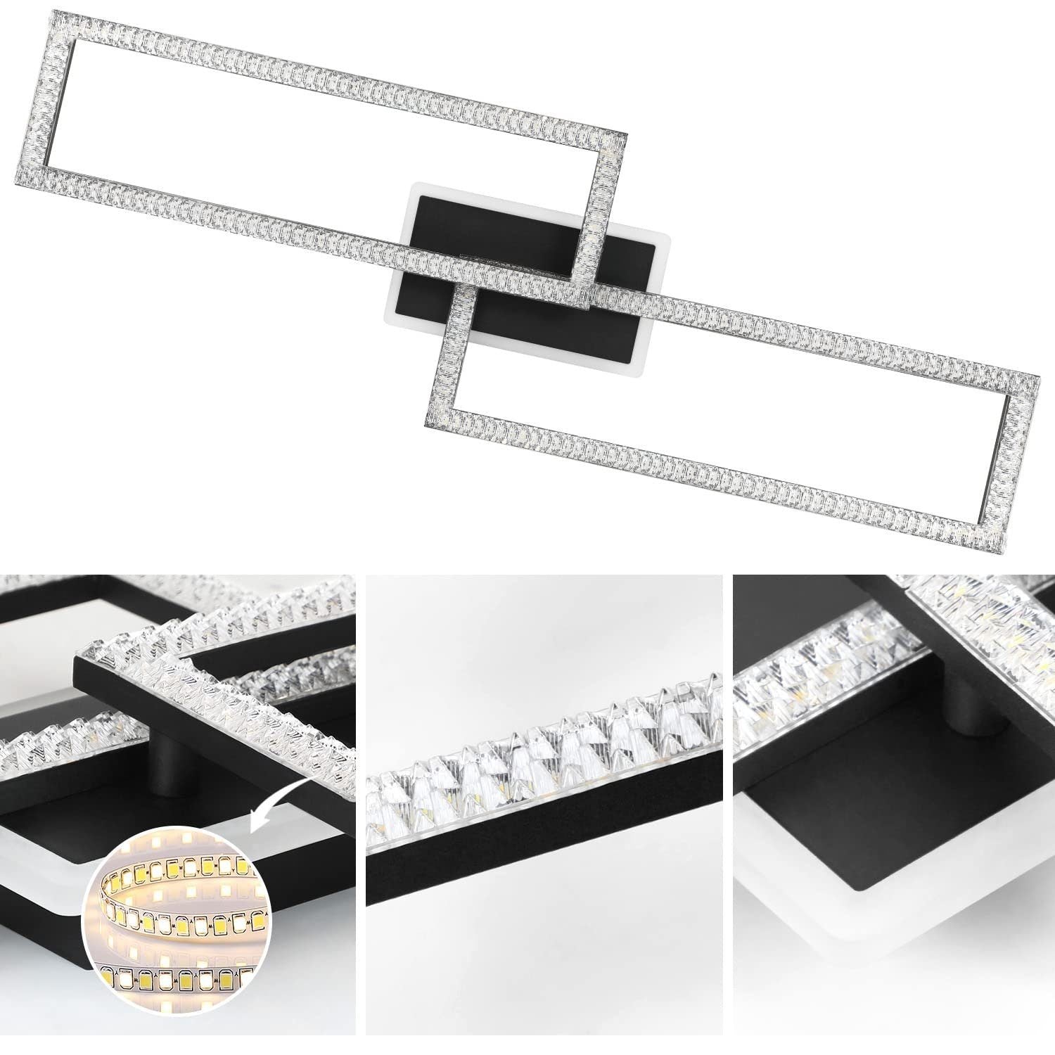 ZMH Lampada da soffitto LED in cristallo dal design moderno con telecomando - 56 W