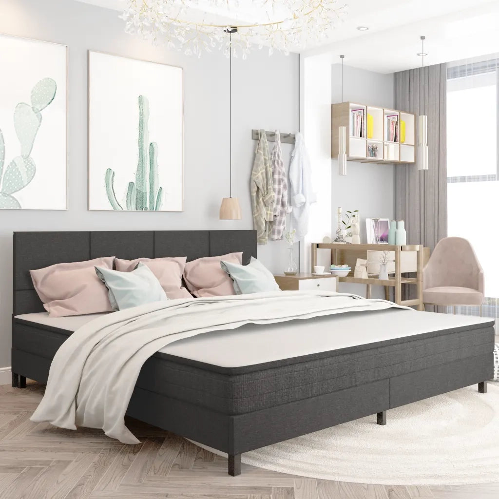 Letto a Molle Grigio Scuro in Tessuto 200x200 cm 3054719