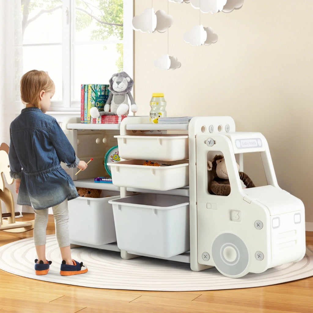 Set tavolo sedie per bambini 3 pezzi per arte e organizer per giocattoli, Tavolo e 2 sedie a coniglio gambe e scaffale multilivello-Per i bambini