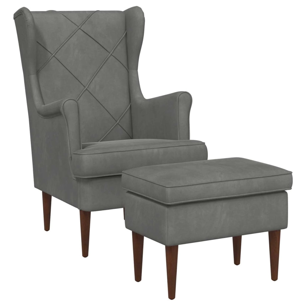 Poltrona con Ottomano 2 pz Grigio Scuro Velluto 3418843