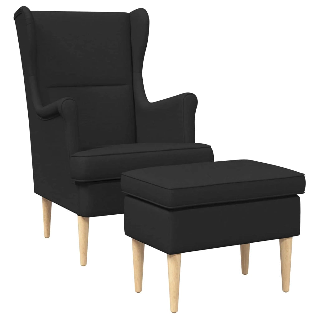 Poltrona con Ottomano 2 pz Nero Tessuto 3418803