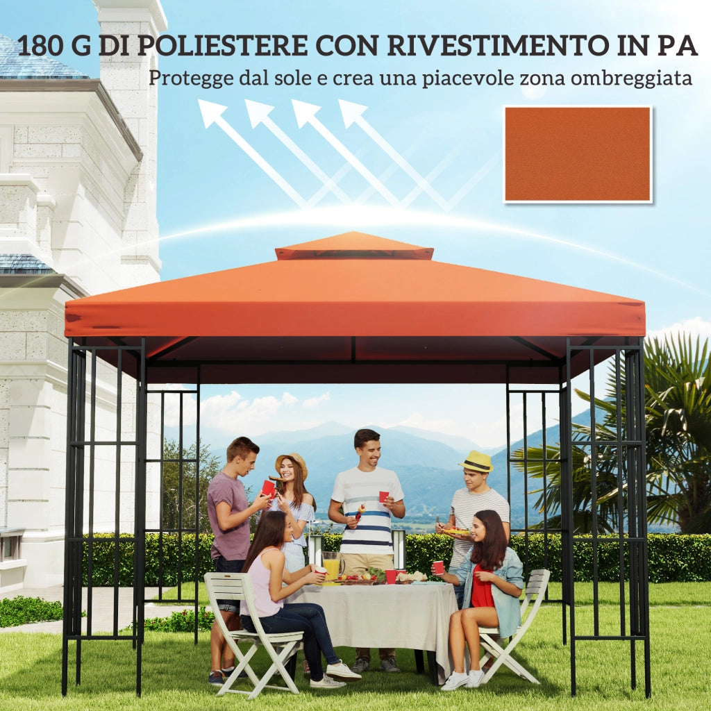 Copertura per Gazebo 3x3 m ¨C zephmum ¨C Poliestere, Rosso Ruggine
