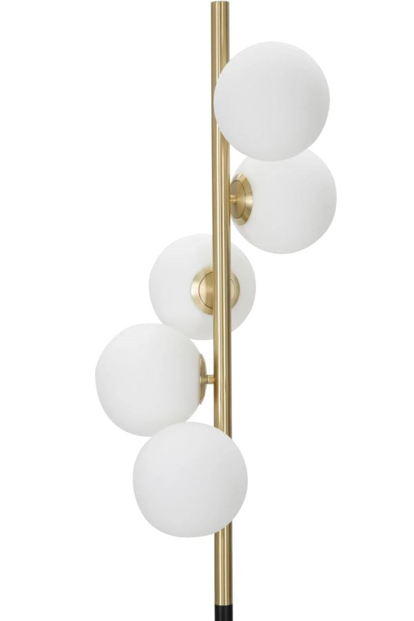 Lampada da Terra Glamy Dark Ø30x160 cm in Ferro e Vetro Oro, Nero e Bianco