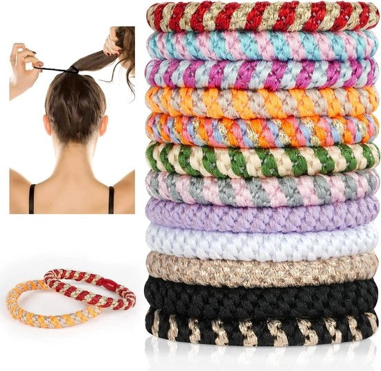12 stili elastici per capelli per donne e ragazze - senza danni - senza pieghe - tenori per capelli - capelli spessi - trecce.