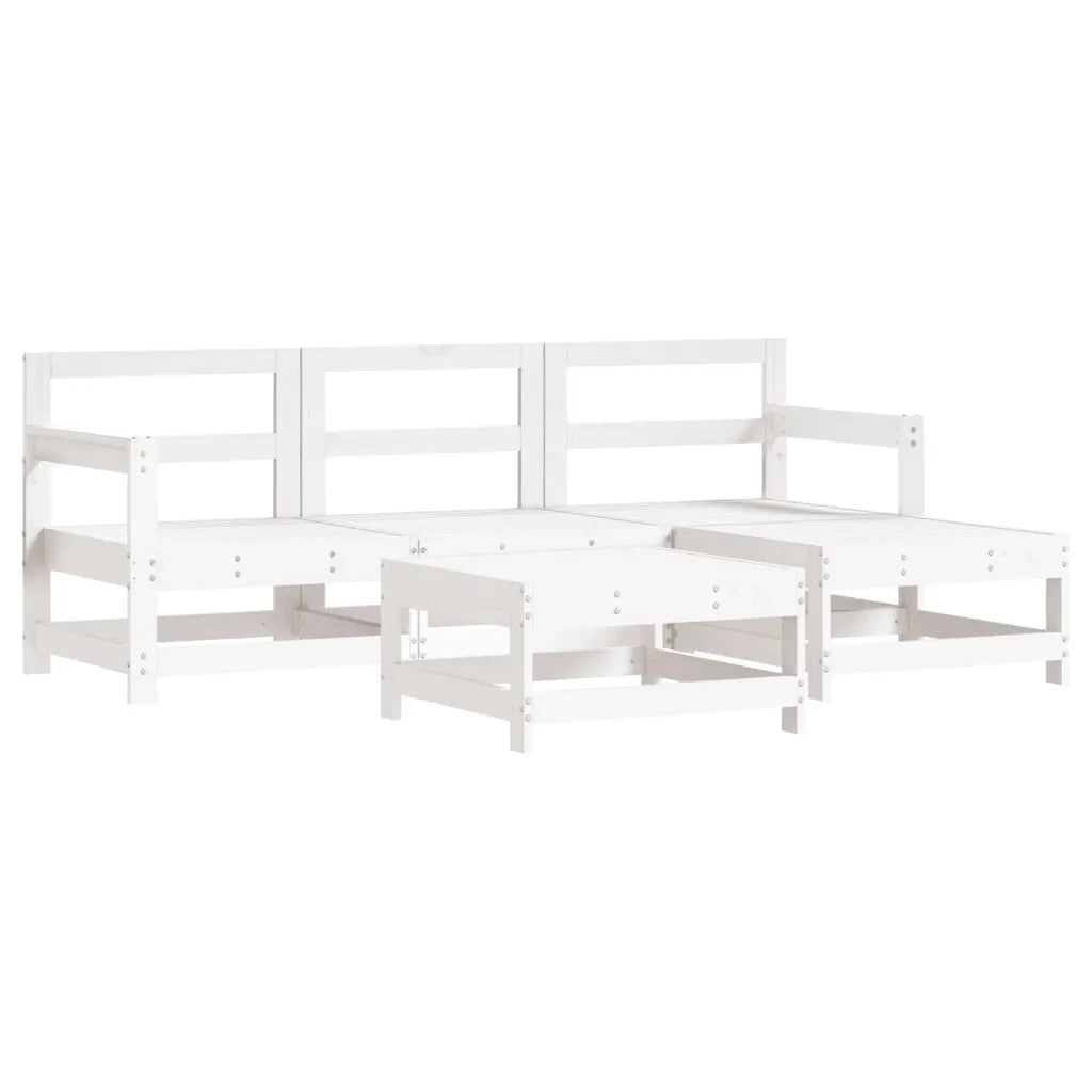 Set Divani da Giardino 5pz con Cuscini in Legno Massello Bianco 3185795