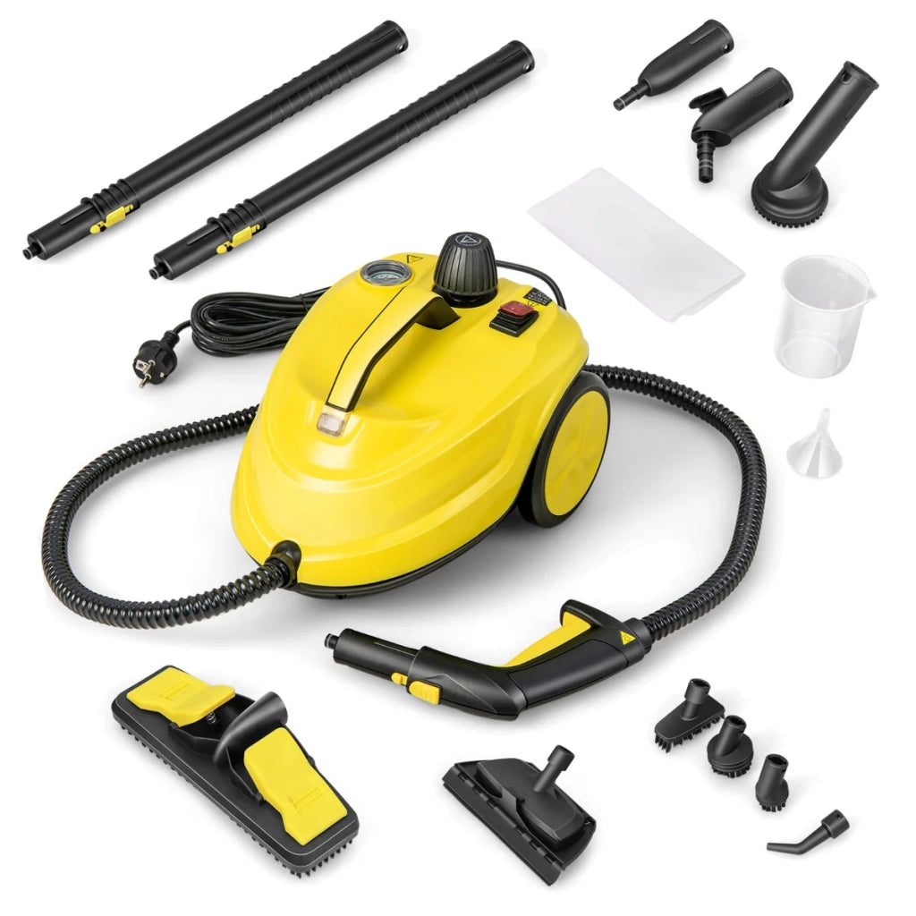 Pulitore a vapore multiuso con 13 accessori 37 x 26 x 25 cm alta pressione 5 bar pulizia rapida PP giallo 20_0012915