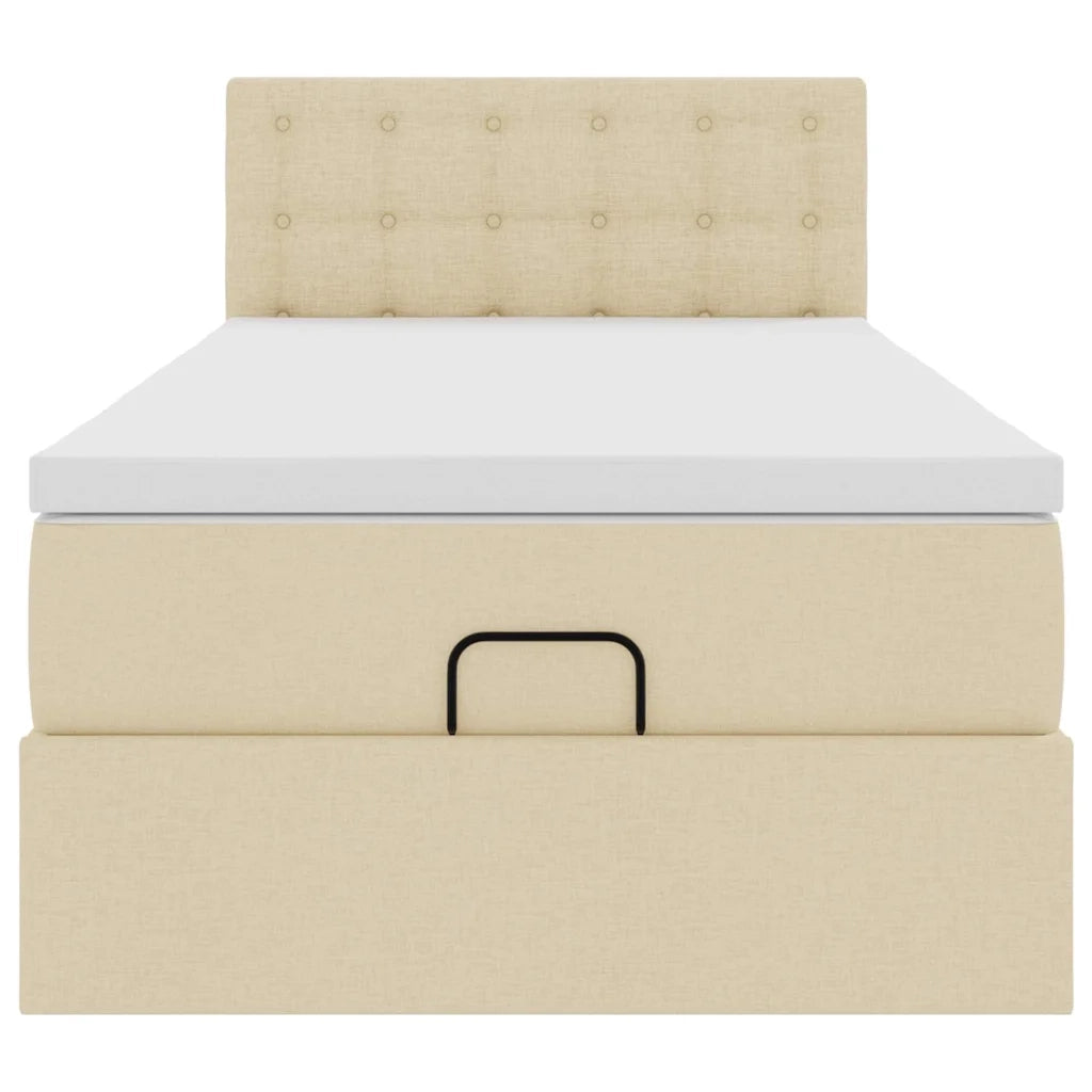 Struttura Letto Pouf con Materasso Crema 90x190 cm in Tessuto 3312441