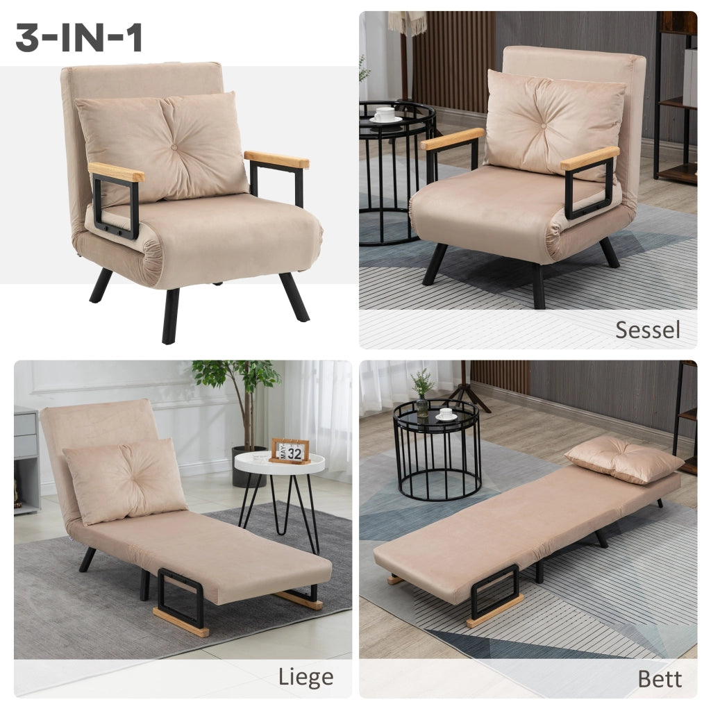 POLTRONA LETTO 63 x 73 x 81 cm Beige in poliestere