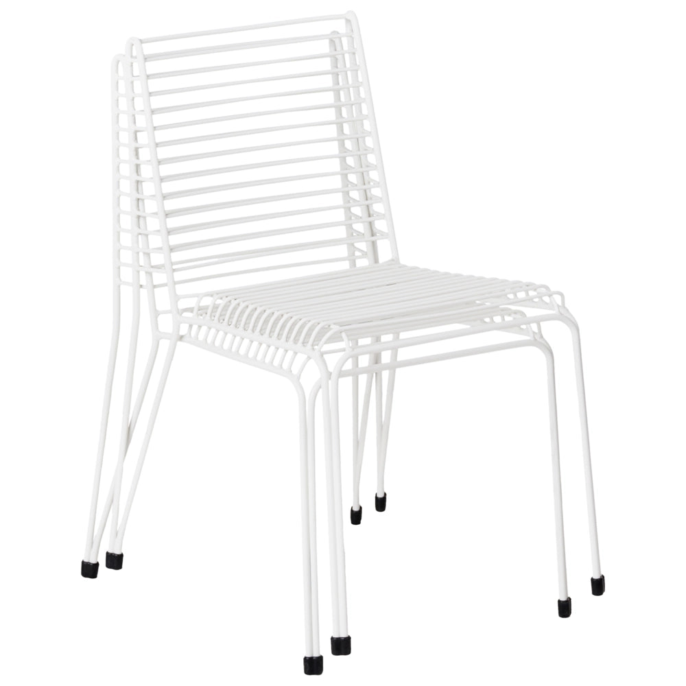 Set di 2 sedie da giardino con telaio in acciaio bianco impilabili da esterno per patio stile moderno