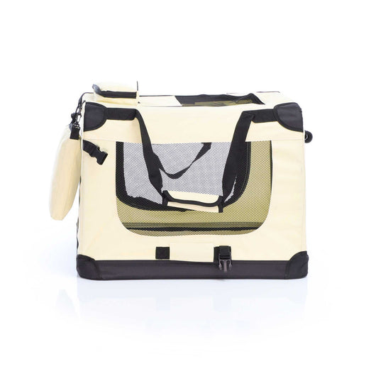 Fudajo Trasportino pieghevole beige per animali domestici Taglia M (60x42x44cm), maniglia, copertina