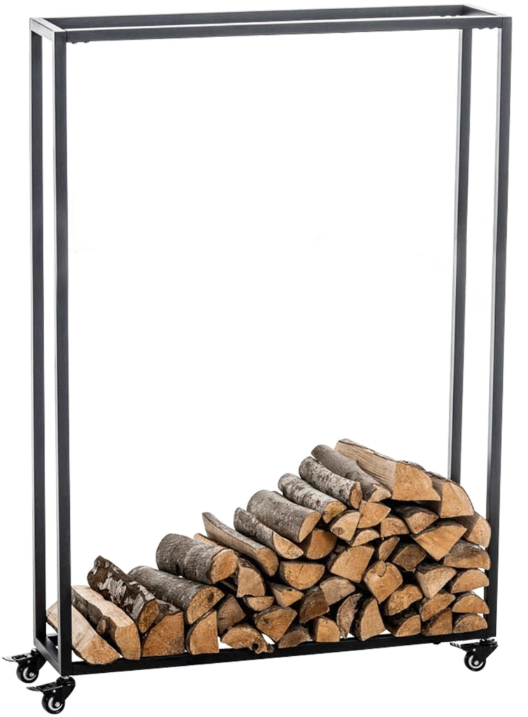 Portalegna per Camino HETTA in Acciaio Inox nero,25x80x150 cm