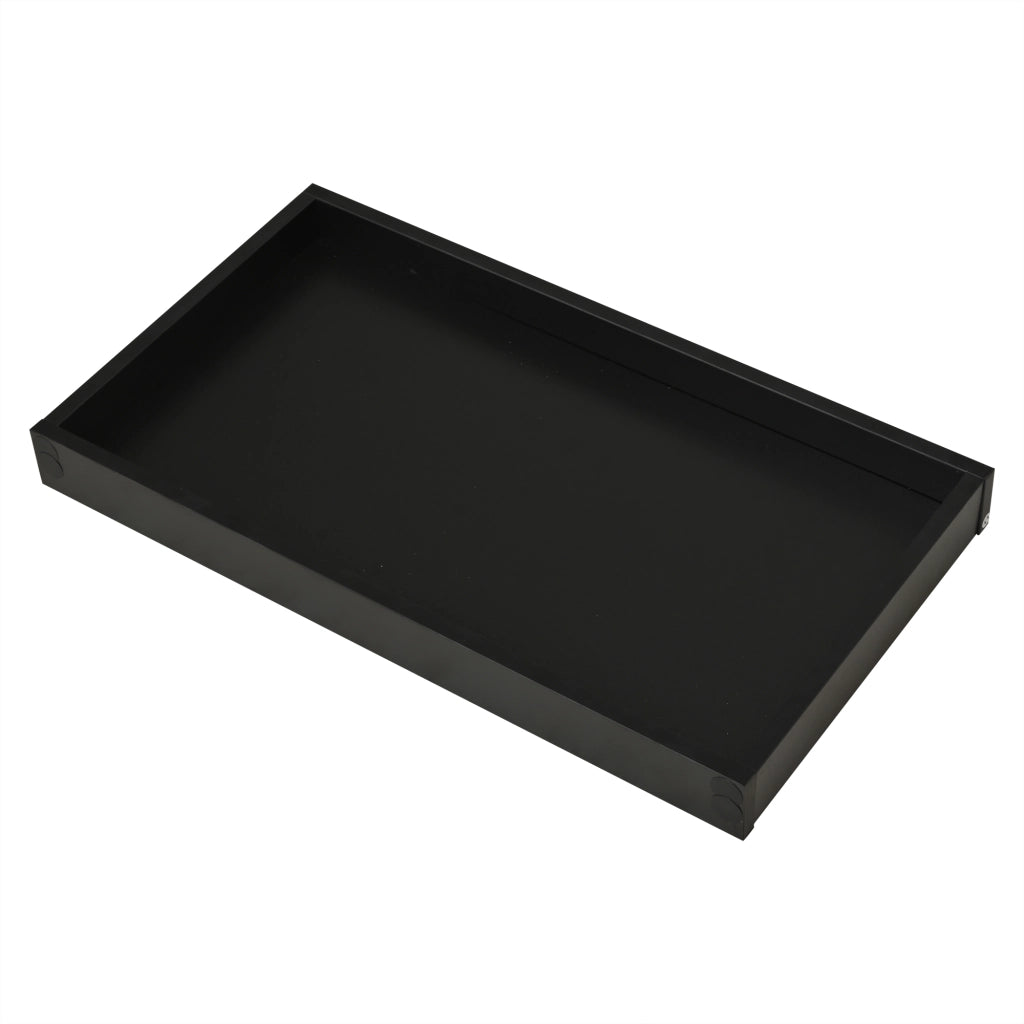 Tavolino da caffè 90x45x35;5 cm; con vassoio e LED; truciolare; vetro temperato e acrilico nero