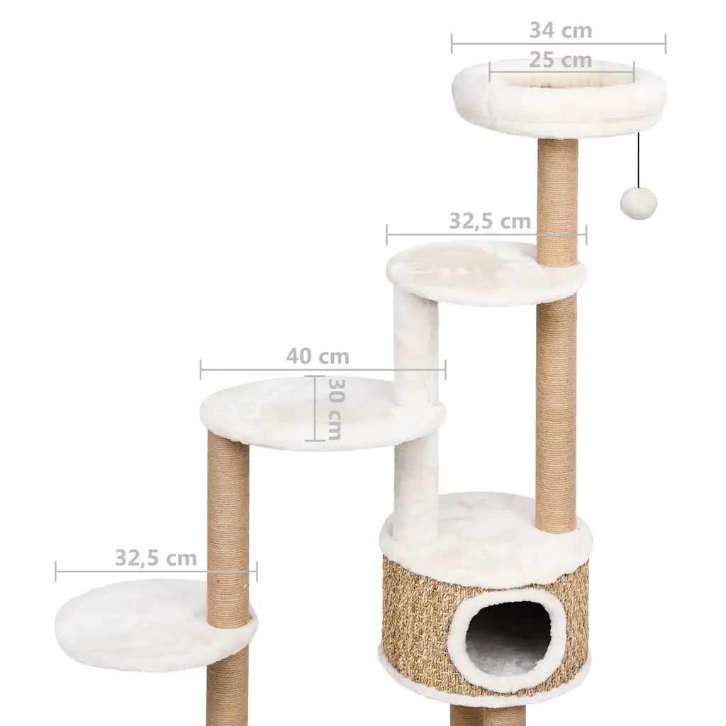 Albero per Gatti con Cuscino Lusso e Tiragraffi 148cm in Giunco CFW6404057
