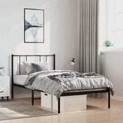 Giroletto con Testiera-Struttura Letto con testiera in Metallo Nero 100x190 cm 373106